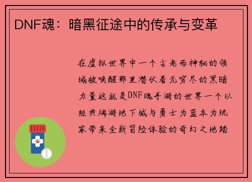 DNF魂：暗黑征途中的传承与变革